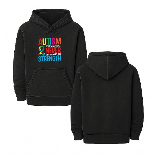 Autism Warriors Never Underestimate Our Strength Double Sided Mineral Wash Hoodies