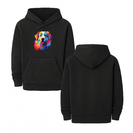 Watercolor Colorful Great Pyrenees Double Sided Mineral Wash Hoodies