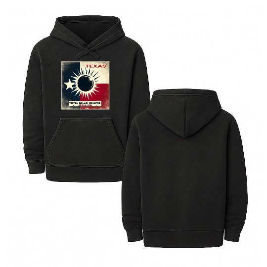 Texas Total solar eclipse 2024 Double Sided Mineral Wash Hoodies