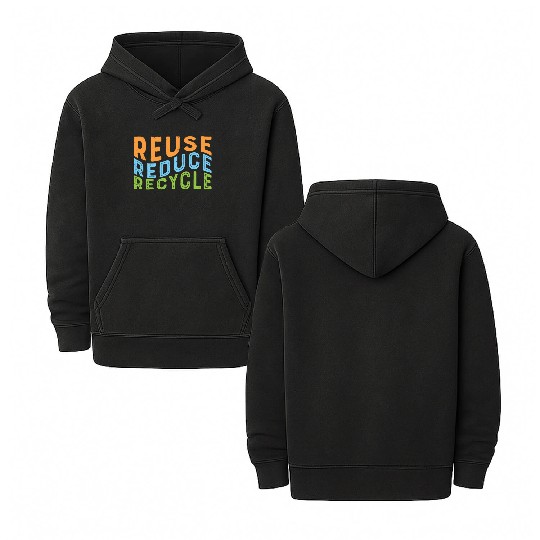 Earth Day Reuse Reduce Recycle - Eco Slogan Double Sided Mineral Wash Hoodies