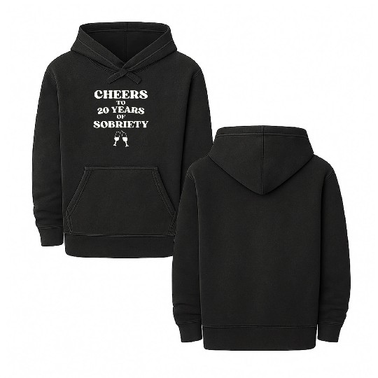 Cheers to 20 YEARS of Sobriety Sober Humor Fun Cel Double Sided Mineral Wash Hoodies