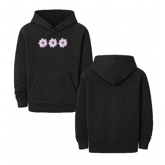 Flowers violet Double Sided Mineral Wash Hoodies
