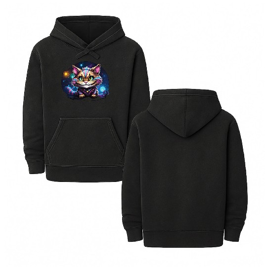 Fantasy Cheshire Cat Smile, Alice in Wonderland Double Sided Mineral Wash Hoodies