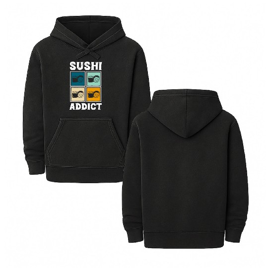 Sushi Delicious Kawaii Cuisine Double Sided Mineral Wash Hoodies