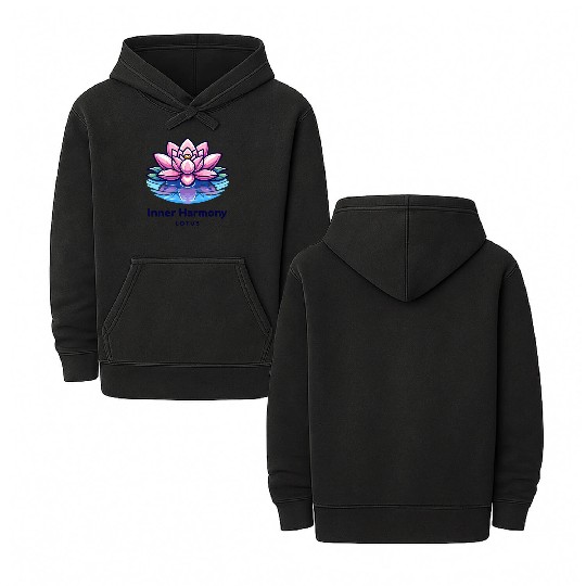 nner Harmony Lotus - Serene Water & Flower Design Double Sided Mineral Wash Hoodies