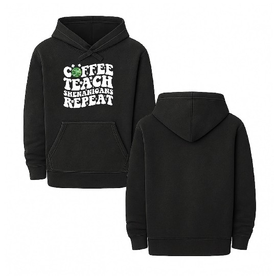 Coffee Teach Shenanigans Repeat Disco Ball Teacher Double Sided Mineral Wash Hoodies