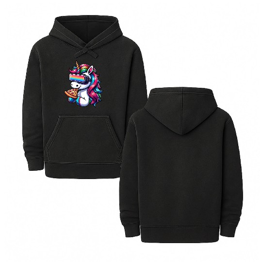 Unicorn VR: Rainbow Pizza Universe Double Sided Mineral Wash Hoodies