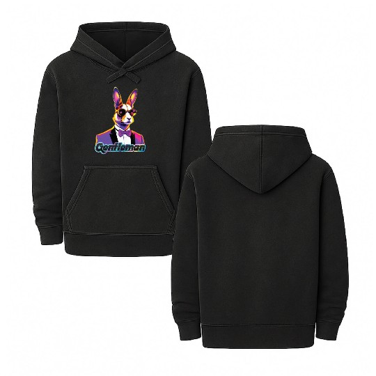 Pop Art Playboy Rabbit Gentleman Cyberpunk Bunny Double Sided Mineral Wash Hoodies