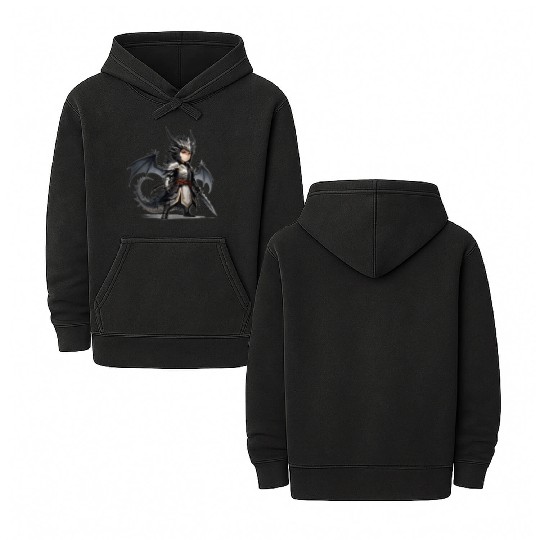 Chibi dragonwarrior Pose in Full armor Double Sided Mineral Wash Hoodies