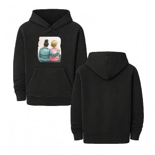 Watercolor Lesbian Couple Double Sided Mineral Wash Hoodies