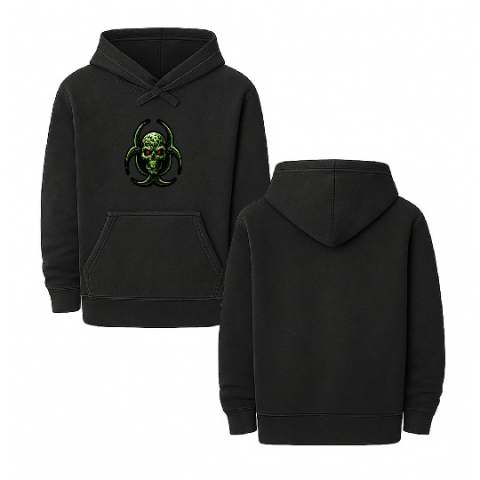 Green Biohazard Zombie Alien Double Sided Mineral Wash Hoodies