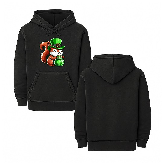 St. Patrick's Day Cute Squirrel Comic Design Double Sided Mineral Wash Hoodies