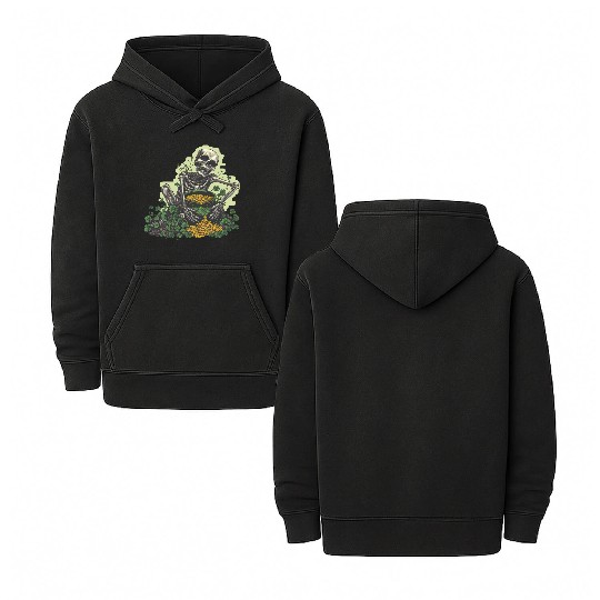 St Patricks Skeleton Pot of Gold Double Sided Mineral Wash Hoodies