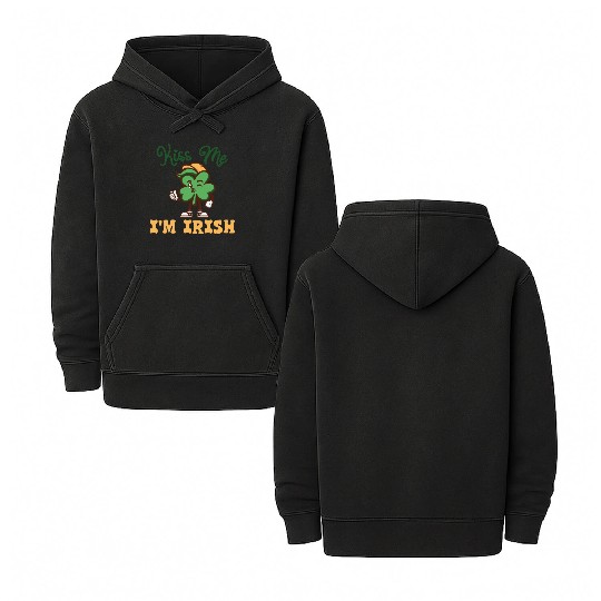 Kiss Me Im Irish St. Patrick's Day Double Sided Mineral Wash Hoodies