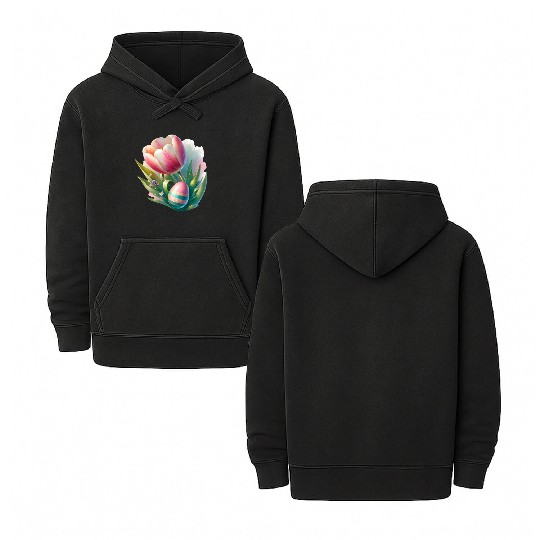 Spring Colorful Tulip With Easter Egg Double Sided Mineral Wash Hoodies