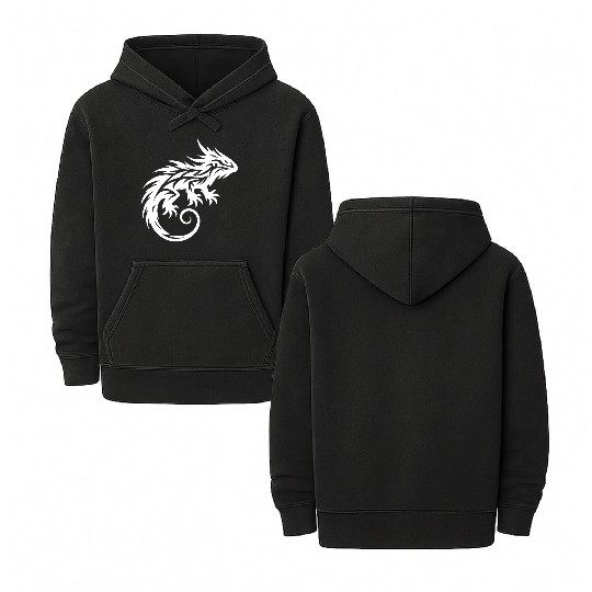 Shaggy Bearded Dragon Tribal Dragon Tattoo Double Sided Mineral Wash Hoodies