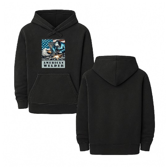 American Welder USA Flag Eagle Weld Double Sided Mineral Wash Hoodies