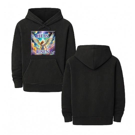 Angelic Joy and Supernatural Elation, HE IS RISEN! Double Sided Mineral Wash Hoodies