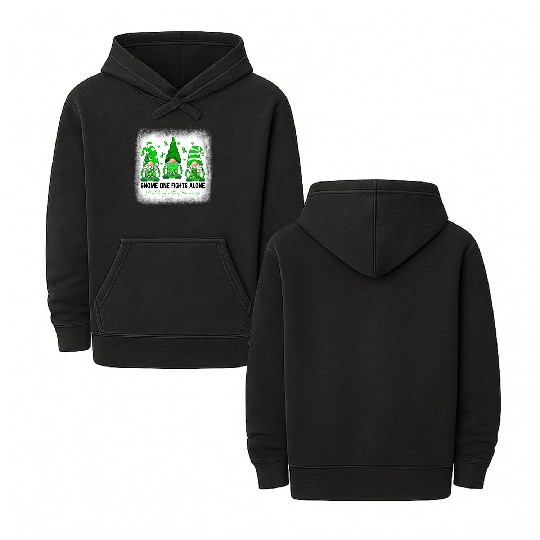 Gnome Mental Health Awareness Green Ribbon Double Sided Mineral Wash Hoodies