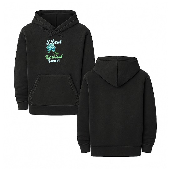 Cervical Cancer Awareness I Beat Cervical Cancer Double Sided Mineral Wash Hoodies
