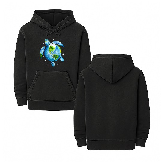 Earth Day Restore Earth Sea Turtle Art Double Sided Mineral Wash Hoodies