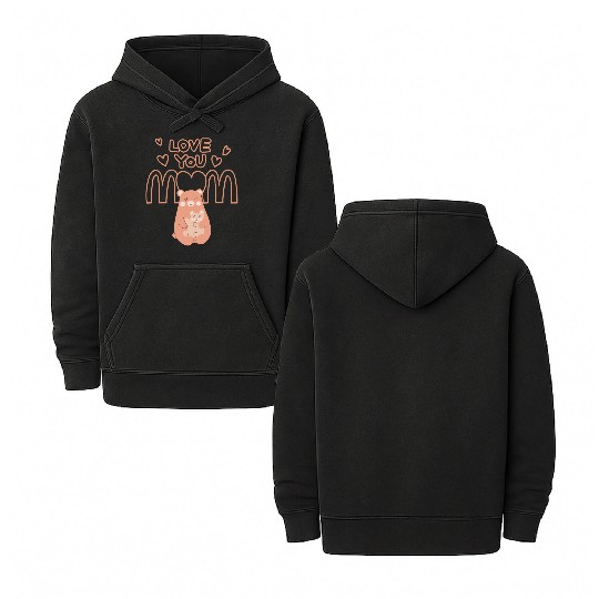 Peach Cute Mom And Baby Bear Mother s Day Card Double Sided Mineral Wash Hoodies