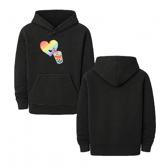 Rainbow heart Double Sided Mineral Wash Hoodies