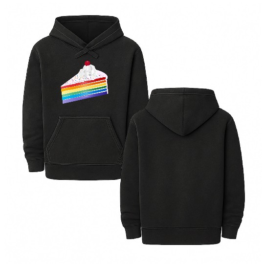 Piece of rainbow cake with cream and cherry Double Sided Mineral Wash Hoodies