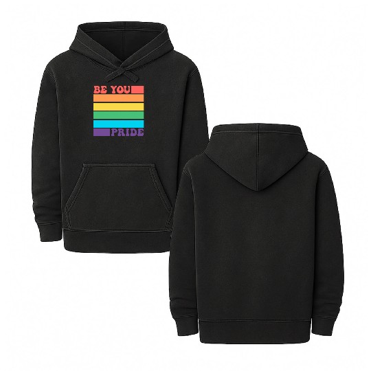 Be You LGBTQ Gay Lesbian Pride Ally Rainbow Flag Double Sided Mineral Wash Hoodies