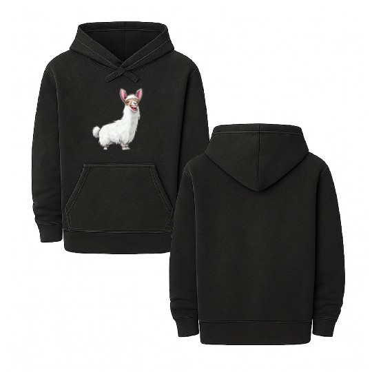 Smiling Llama With Bunny Ears Double Sided Mineral Wash Hoodies