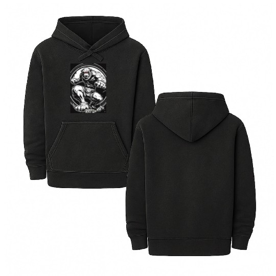 Zombie ape street fighter black and white circle l Double Sided Mineral Wash Hoodies