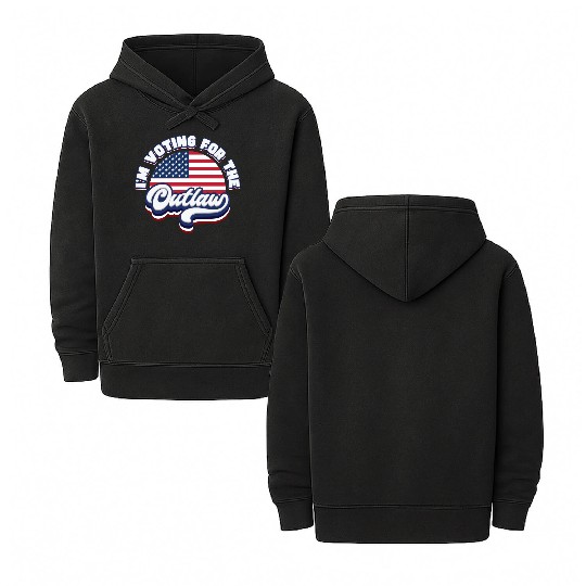 I'm Voting For The Outlaw - US Flag Double Sided Mineral Wash Hoodies