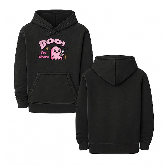 Boo You Whore Ghost Double Sided Mineral Wash Hoodies