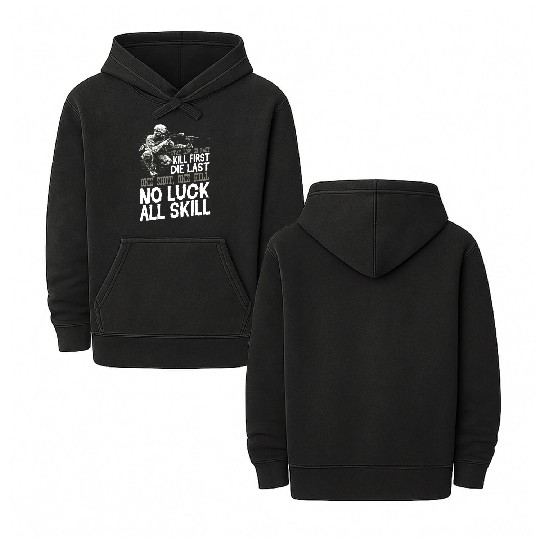Veteran Design - No Luck All Skill Double Sided Mineral Wash Hoodies