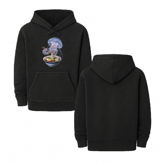 Jellyfish Eating Ramen Realistic Double Sided Mineral Wash Hoodies