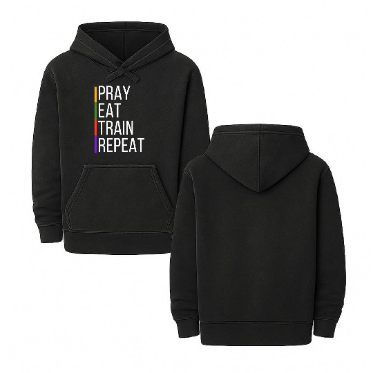 Pray Eat Train Repeat Double Sided Mineral Wash Hoodies