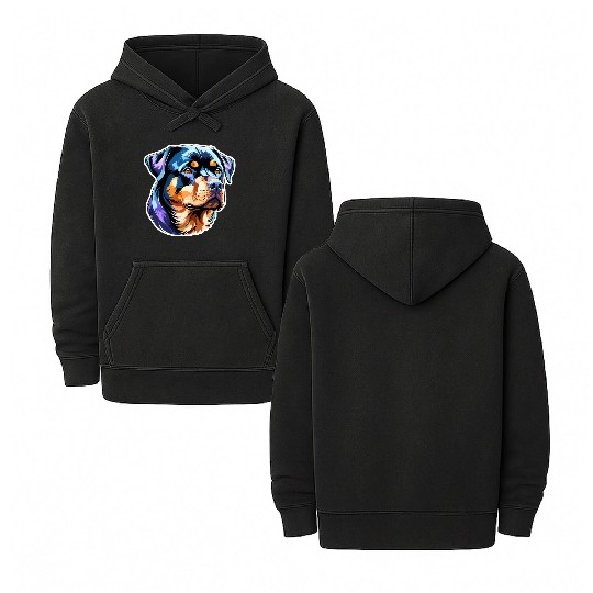 Rottweiler Watercolor Double Sided Mineral Wash Hoodies
