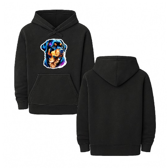 Rottweiler Watercolor Double Sided Mineral Wash Hoodies