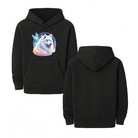 Samoyed Dog Watercolor Double Sided Mineral Wash Hoodies