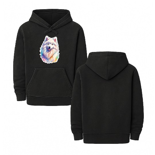 Samoyed Dog Watercolor Double Sided Mineral Wash Hoodies