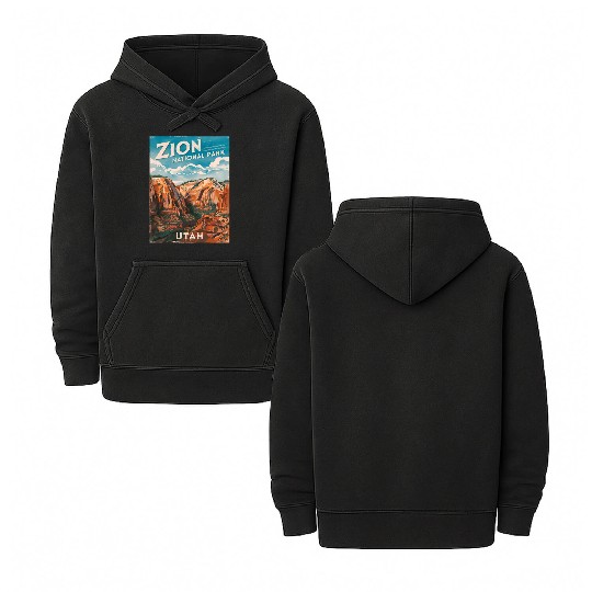 Vintage Travel Zion National Park Utah Landscape Double Sided Mineral Wash Hoodies