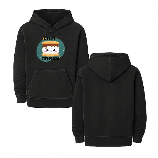 Hot Mess Kawaii S'more Meme Double Sided Mineral Wash Hoodies