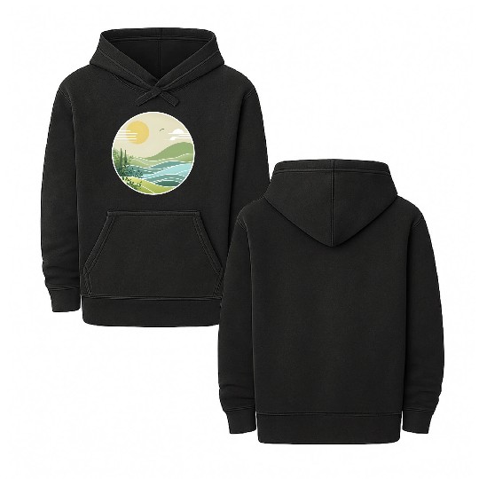 The Peaceful Green Hills Double Sided Mineral Wash Hoodies