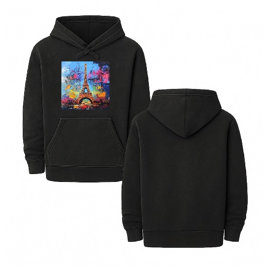 Paris-Eiffel Tower Double Sided Mineral Wash Hoodies