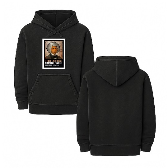 Frederick Douglass illustrated portrait and quote Double Sided Mineral Wash Hoodies