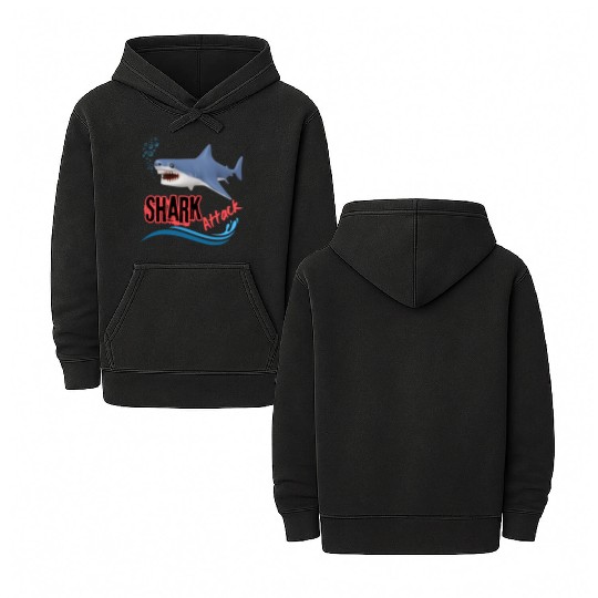 A different unique colorful shark attack design Double Sided Mineral Wash Hoodies