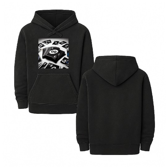 Black Uno Cards Double Sided Mineral Wash Hoodies