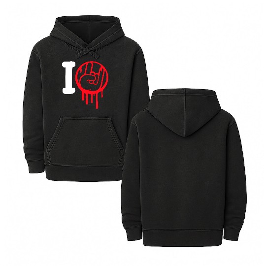 I Love Heavy Metal Hard Rock Music Graffiti Heart Double Sided Mineral Wash Hoodies