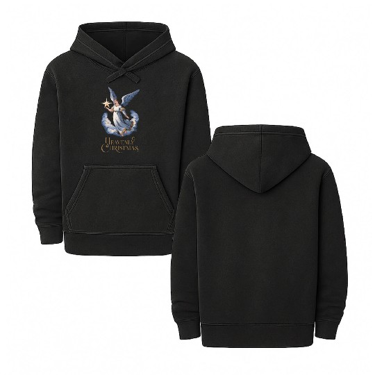 Heavenly Christmas Angel with Star Holiday Art Double Sided Mineral Wash Hoodies