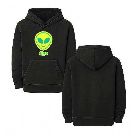 green alien Double Sided Mineral Wash Hoodies